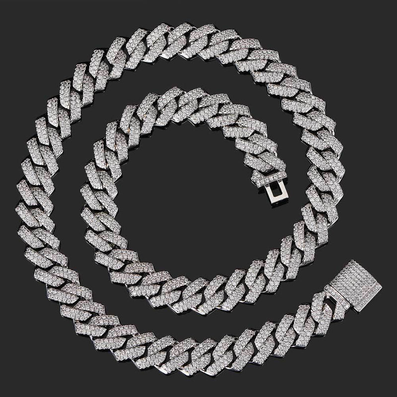 Diamond-Cut Cuban Chain Necklace in Gold or White Gold – Bol - Front View - FITINY Jewelry