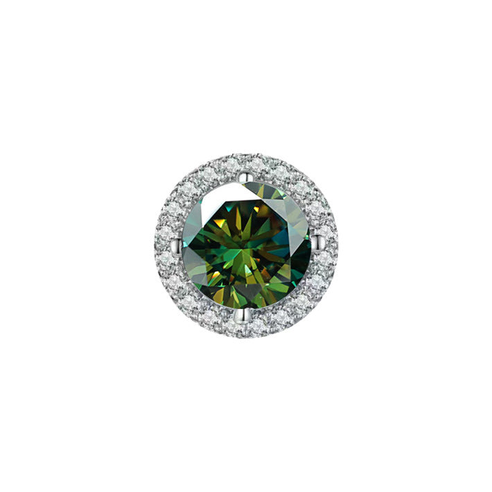 S925 Multicolor Moissanite Round Halo Stud Earrings with Threaded Needle, 8 Color Options, 0.1-3ct D-Grade VVS, Sterling Silver Jewelry for Men Women