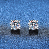 S925 Magnetic Moissanite / CZ Stud Earrings for Men Women, 1ct 6.5mm 4-Prong Round Cut, Inlaid Magnetic Earrings Non-Piercing Clip On Stud Earring