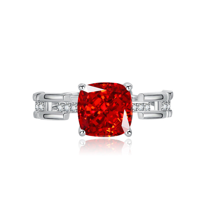 Multicolor Ice Flower Cut Square CZ Adjustable Ring, 8*8mm 5A Cubic Zirconia, 6 Color Options, Dainty Luxe