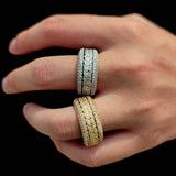 Geometric Hip Hop Ring with Cubic Zirconia Stones in Gold or - Detail View - FITINY Jewelry