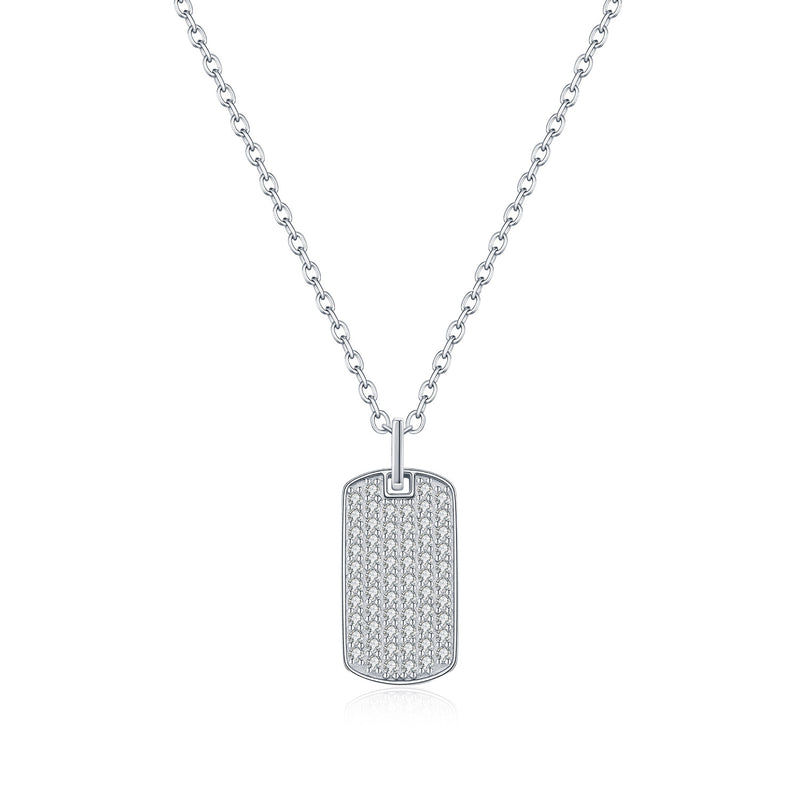 Geometric Square Pendant Necklace in Sterling Silver with Mo - Front View - FITINY Jewelry