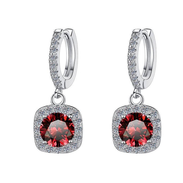 S925 Colorful Moissanite Halo Earrings with Pavé-Set Halo & Hoop, VVS1 Certified, 12 Vibrant Colors , Sterling Silver - FITINY Jewelry
