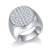 Men's White Gold-Tone Hip Hop Ring with Full Diamond-Like Mo - Front View - FITINY Jewelry