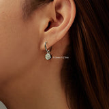 Round Moissanite Bubble Pendant Earrings in Sterling Silver  - Side View - FITINY