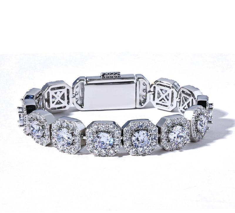 Geometric Square Ice Candy Zirconia Bracelet in Gold or Whit - Front View - FITINY Jewelry