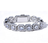 Geometric Zirconia-Set Hip Hop Bracelet in Gold or White Gold – 10mm or 12mm Width