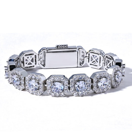 Geometric Square Ice Candy Zirconia Bracelet in Gold or Whit - Front View - FITINY Jewelry