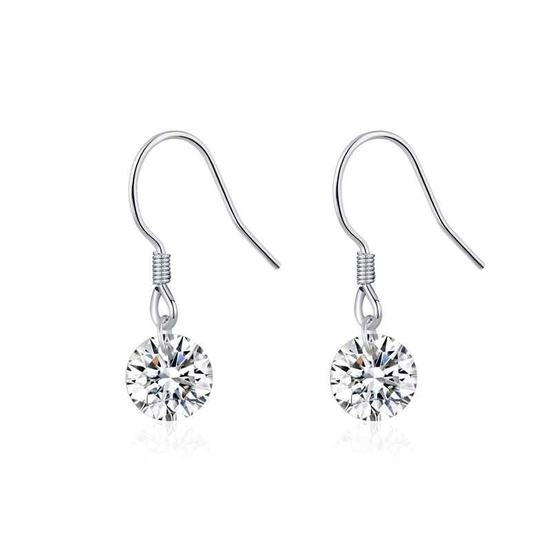 Round Moissanite Stud Earrings in Sterling Silver – Minimali - Front View - FITINY Jewelry