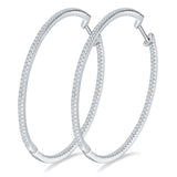 Front view of FITINY 50mm moissanite hoop earrings on white background