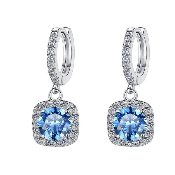 S925 Colorful Moissanite Halo Earrings with Pavé-Set Halo & Hoop, VVS1 Certified, 12 Vibrant Colors , Sterling Silver - FITINY Jewelry