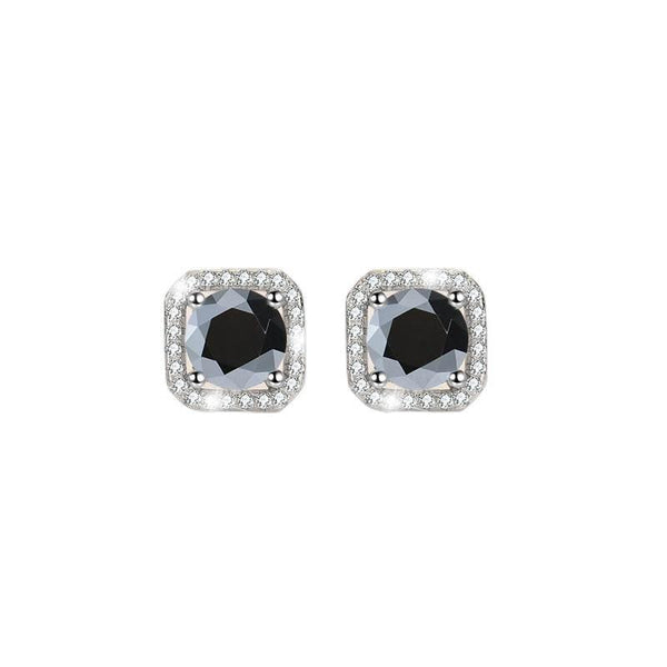 S925 Colorful Moissanite/CZ Square Halo Earrings, 0.5-1ct D-Grade VVS Certificate, Hypoallergenic Sterling Silver Jewelry Gift - FITINY Jewelry