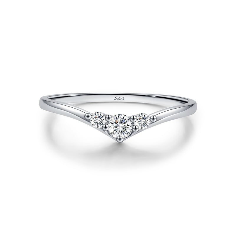 Geometric Arrow Stackable Ring in Sterling Silver with Moiss - Detail View - FITINY Jewelry