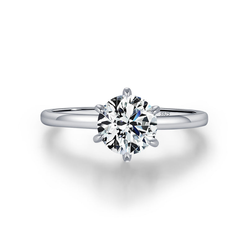 Geometric Moissanite Accent Ring in Sterling Silver – Modern - Front View - FITINY Jewelry