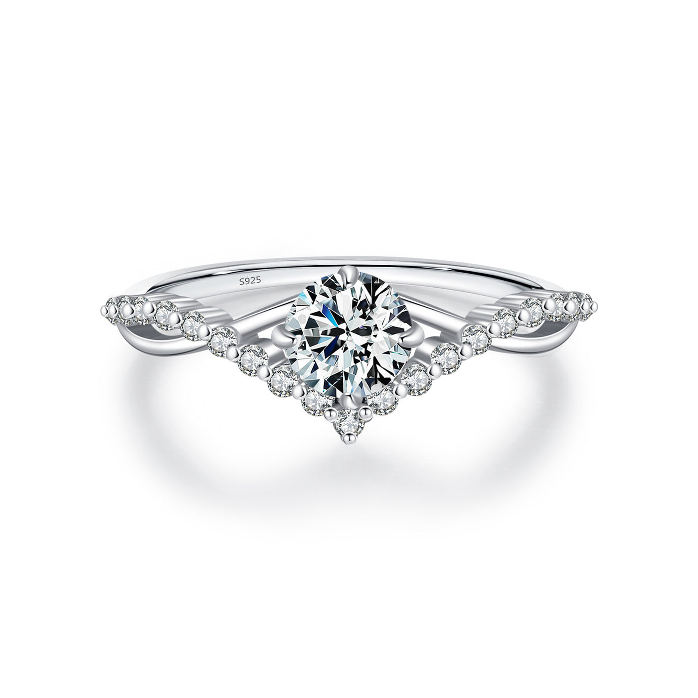 Anello in Moissanite D-Color VVS1 Stile Corona in Argento Sterling 925 per Fidanzamento o Matrimonio