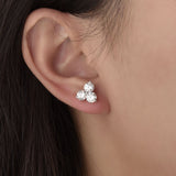 Minimalist Trio Moissanite Stud Earrings in 18K Gold-Plated  - Side View - FITINY