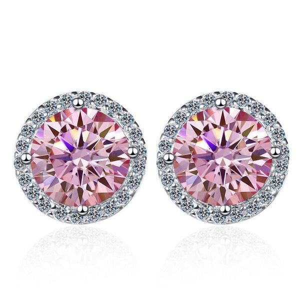 S925 Multicolor Moissanite Halo Stud Earrings, Sterling Silver 10 Color Round-Cut Certificated Moissanite Jewelry for Men & Women, Simple & Stylish Gift for Wedding, Birthday, Anniversary - FITINY Jewelry