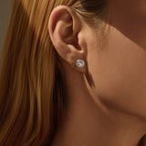 Round Moissanite Stud Earrings in Sterling Silver – Minimali - Side View - FITINY