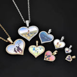 Heart-Shaped Photo Pendant Necklace with Zirconia Accents in - Detail View - FITINY Jewelry