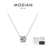 Geometric Moissanite Pendant Necklace in Sterling Silver – D - Front View - FITINY Jewelry