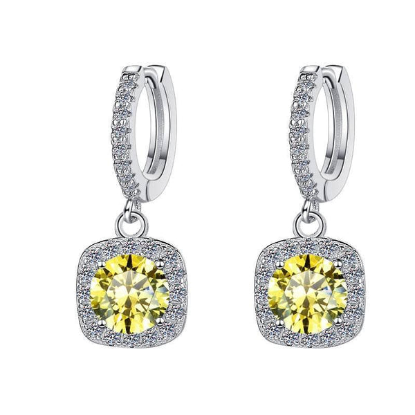 S925 Colorful Moissanite Halo Earrings with Pavé-Set Halo & Hoop, VVS1 Certified, 12 Vibrant Colors , Sterling Silver - FITINY Jewelry