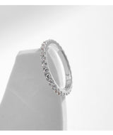 Geometric Moissanite-Pave Ring in Sterling Silver – Stackable Minimalist Band