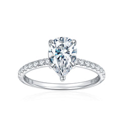 Pear-Shaped Moissanite Ring in 18K Gold-Plated Sterling Silv - Front View - FITINY Jewelry