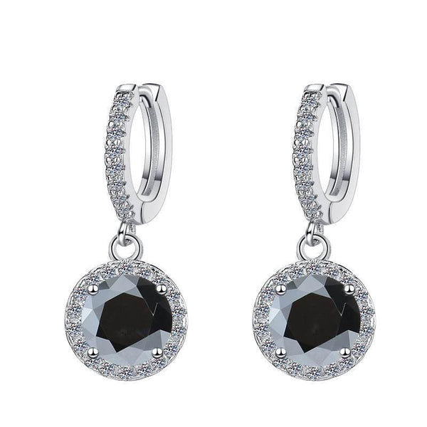 S925 Colorful Moissanite/CZ Round Halo Drop Earrings, 1ct D-Grade VVS Certificate, Hypoallergenic Sterling Silver Gift - FITINY Jewelry