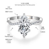 Front view of FITINY marquise moissanite ring set on white background