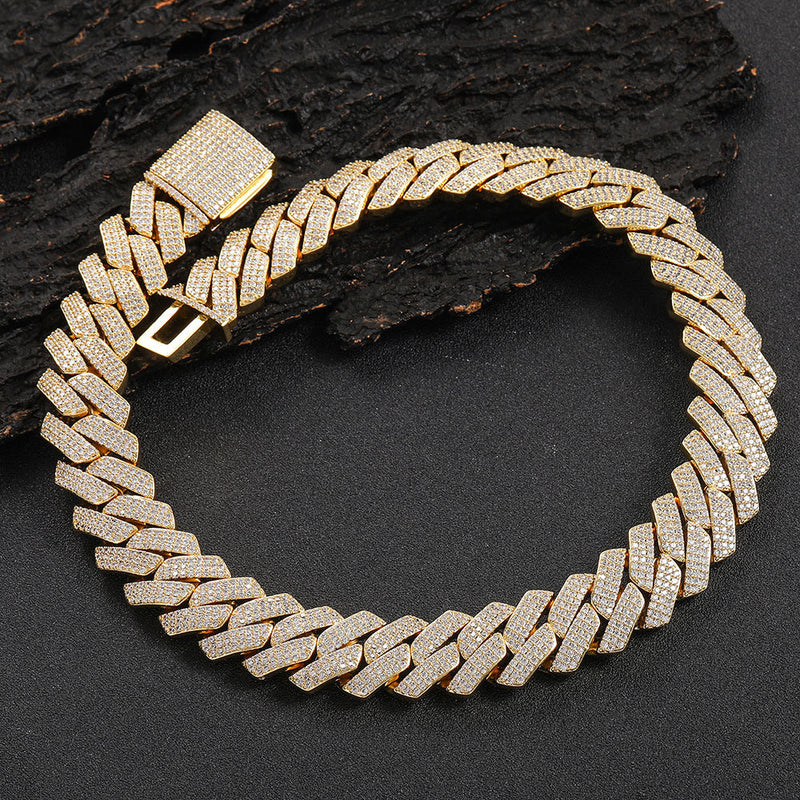 Diamond-Cut Cuban Chain Necklace in Gold or White Gold – Bol - Front View - FITINY Jewelry