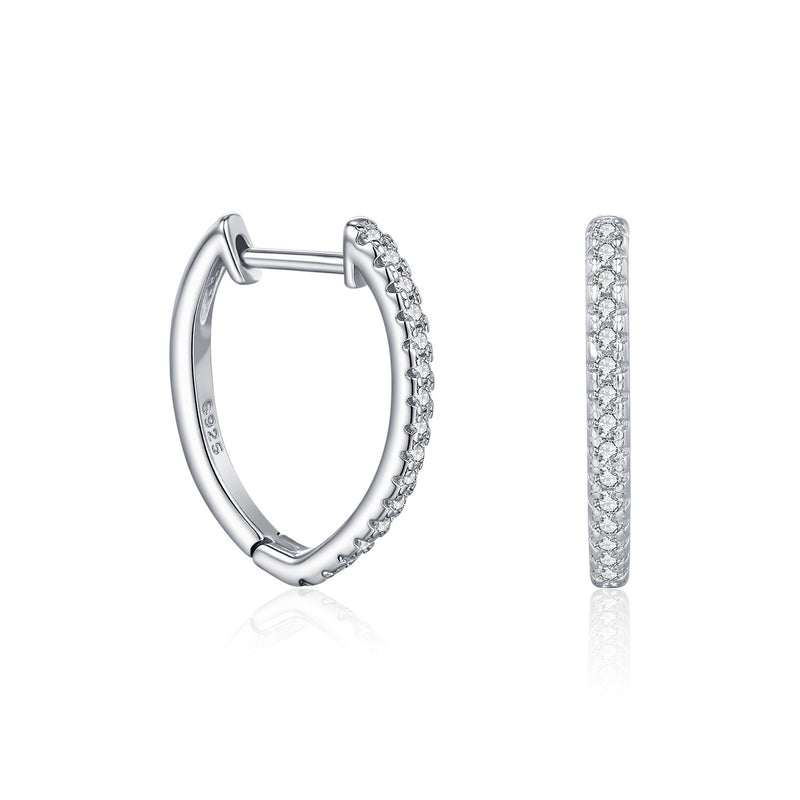 Heart-Shaped Moissanite Stud Earrings in Sterling Silver - Front View - FITINY Jewelry