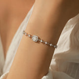 Geometric Square Moissanite Bracelet in Sterling Silver - Side View - FITINY