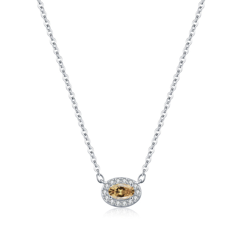 Champagne Moissanite Pendant Necklace in Sterling Silver – M - Front View - FITINY Jewelry