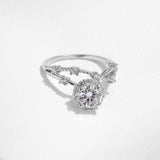Floral Vine Moissanite Ring in Sterling Silver – Elegant Old - Detail View - FITINY Jewelry