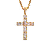 Oversized Hip Hop Cross Necklace for Men – White Gold Plated - Front View - FITINY Jewelry