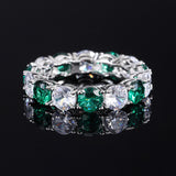 S925 Geometric Stackable Band CZ Ring, 5mm Cubic Zirconia, Sterling Silver Retro Statement Ring for Men and Women - Fitiny