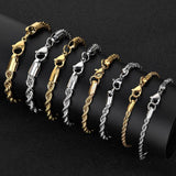 Twist Link Hip Hop Necklace & Bracelet Set in Stainless Stee - Front View - FITINY Jewelry