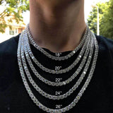 Hip Hop Iced Out Tennis Chain Necklaces, 18K Gold & White Gold Plated, 3–6mm CZ Iced Out Bling Jewelry, 16-24inch