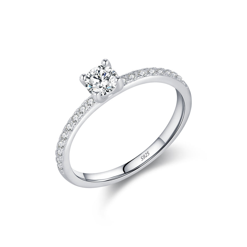 Geometric Moissanite-Set Ring in Sterling Silver – Minimalis - Front View - FITINY Jewelry