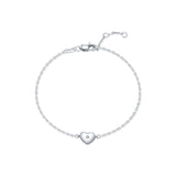 Minimalist Heart-Shaped Moissanite Bracelet in Sterling Silv - Front View - FITINY Jewelry
