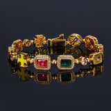 Geometric Hip Hop Bracelet with Cubic Zirconia Stones in Gol - Front View - FITINY Jewelry