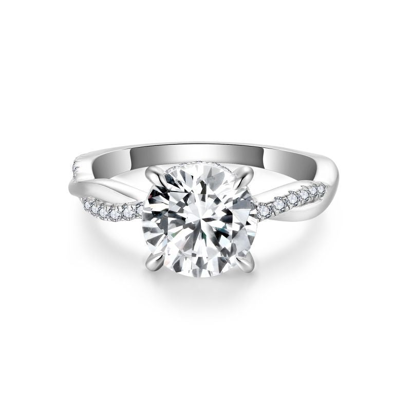 2-Carat Full Moissanite Solitaire Ring with Four-Prong Vine  - Front View - FITINY Jewelry