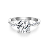 Front view of FITINY 2-carat full moissanite solitaire ring on white background