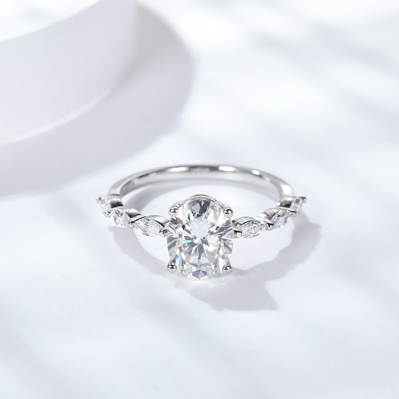 Elegant Oval Moissanite Ring with Four-Prong Setting – Moder - Front View - FITINY Jewelry