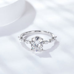Elegant Oval Moissanite Ring with Four-Prong Setting – Moder - Front View - FITINY Jewelry
