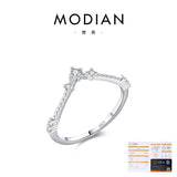 V-Shape Moissanite Accent Sterling Silver Ring for Women - Gift Box - FITINY Jewelry