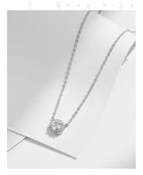 Geometric Moissanite Pendant Necklace in Sterling Silver – D - Front View - FITINY Jewelry