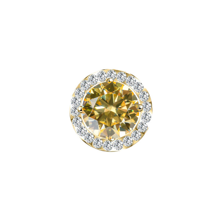 S925 Multicolor Moissanite Round Halo Stud Earrings with Threaded Needle, 8 Color Options, 0.1-3ct D-Grade VVS, Sterling Silver Jewelry for Men Women
