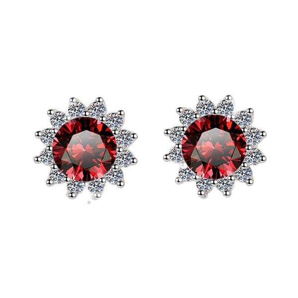 S925 Colorful Moissanite/CZ Sunflower Halo Stud Earrings, 12 Color 0.5ct D-Grade VVS Certificate, Hypoallergenic Sterling Silver Jewelry Gift - FITINY Jewelry