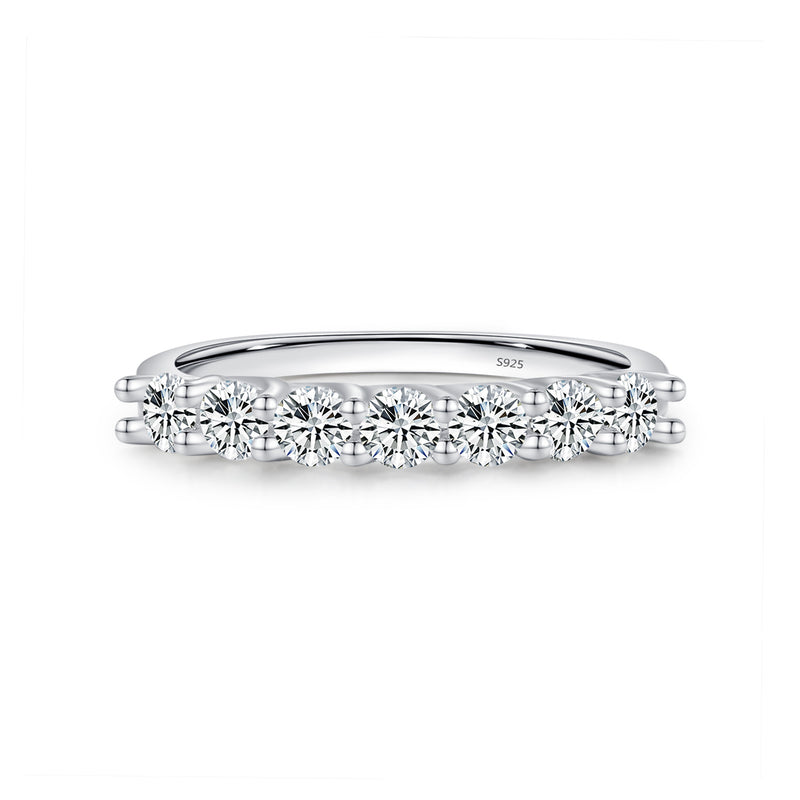 Geometric Moissanite-Pavé Band Ring in Sterling Silver – Mod - Front View - FITINY Jewelry